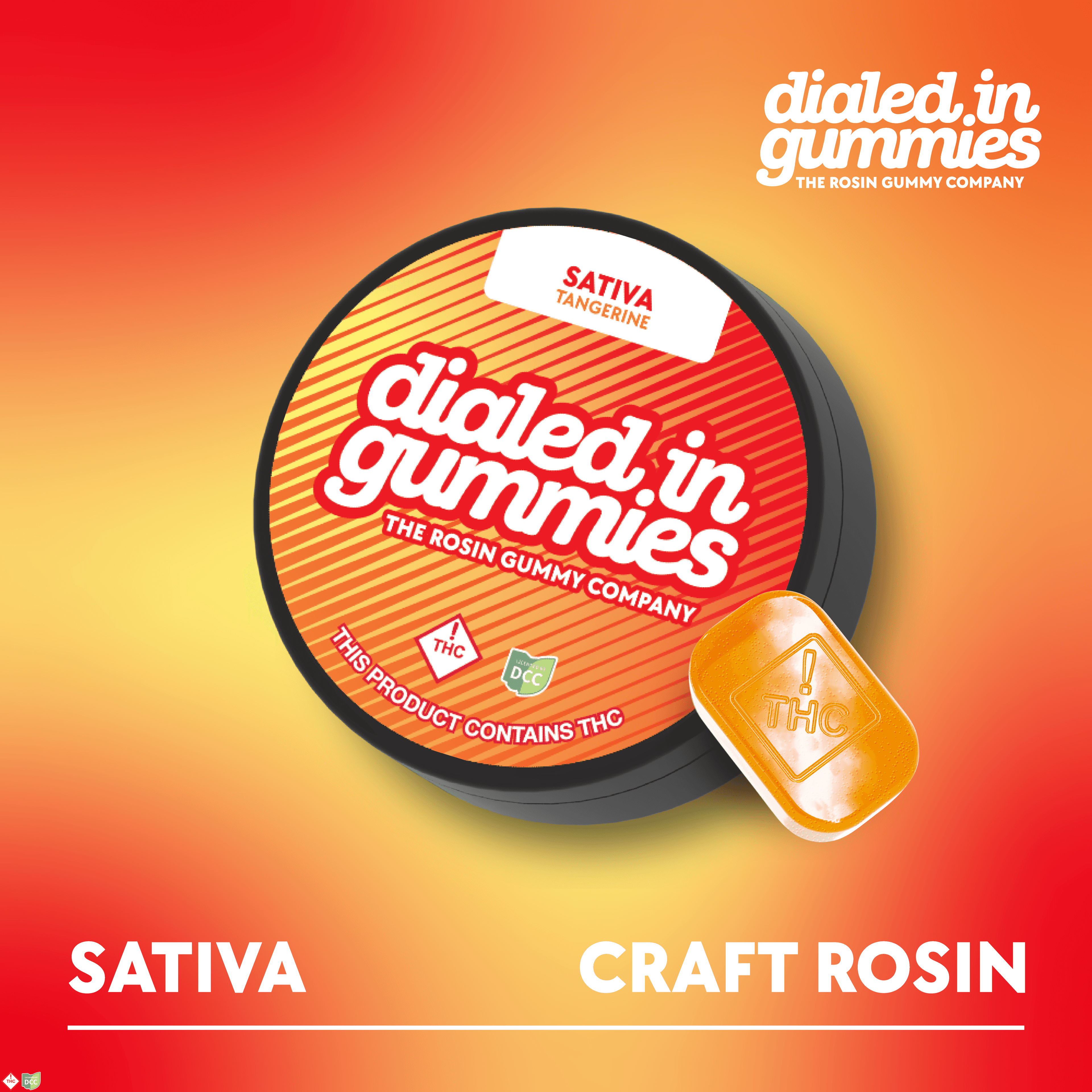 Dialed In Gummies – 100mg - Tangerine - Rosin Gummies (10pk)