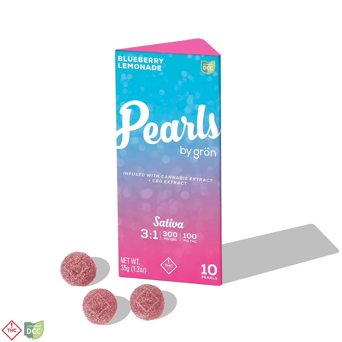 Grön – 3:1 Blueberry Lemonade Pearls - Daytime Sativa (300mg CBG / 100mg THC)