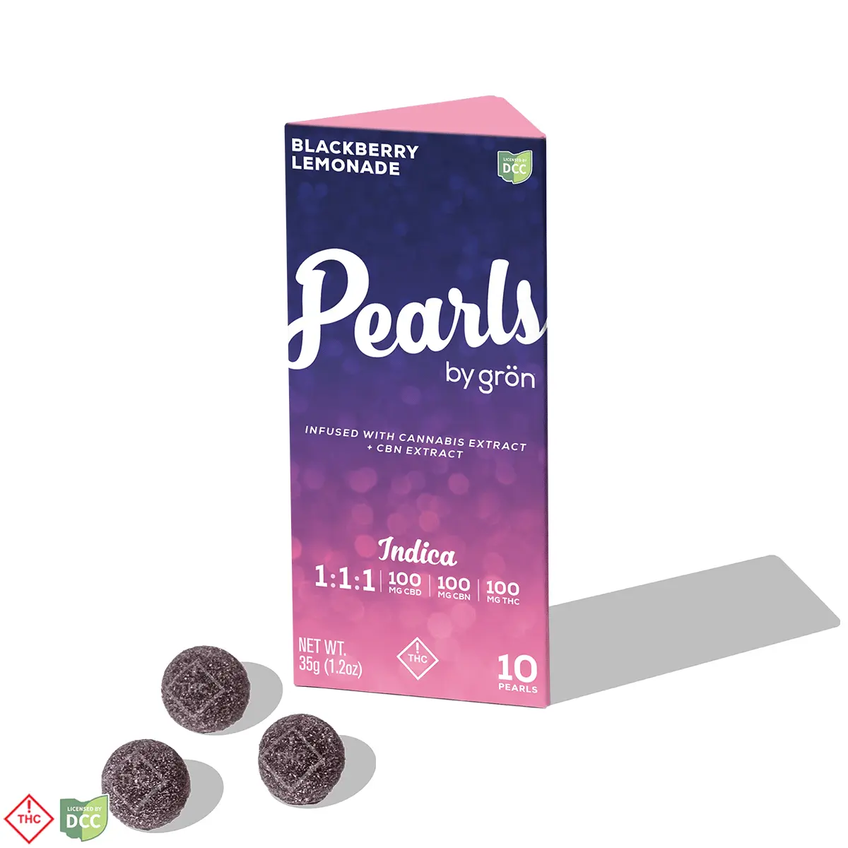 Grön – 1:1:1 Blackberry Lemonade Pearls - Sleepy Indica (100mg CBD/ 100mg CBN/ 100mg THC)