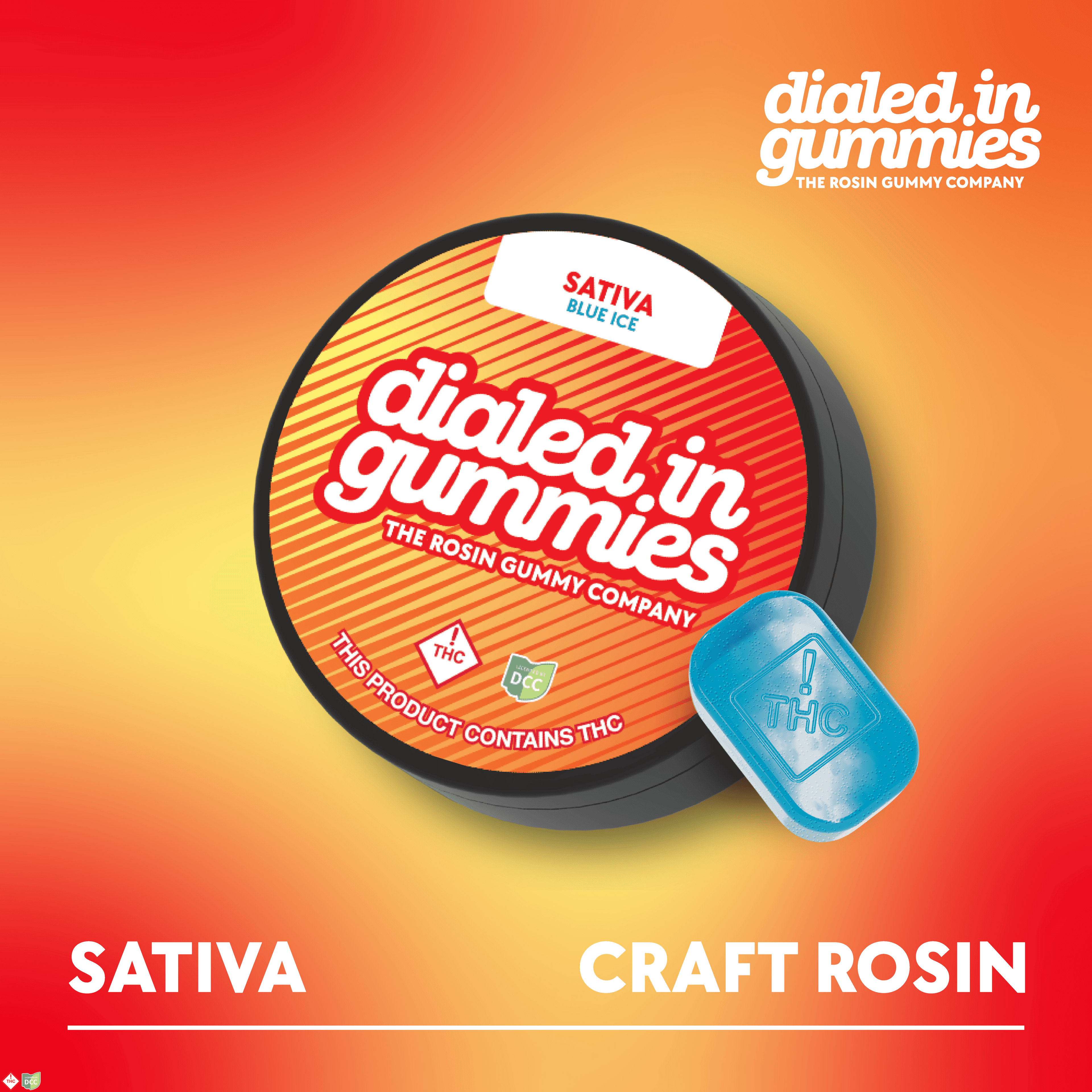 Dialed In Gummies – 100mg - Blue Ice - Rosin Gummies (10pk)