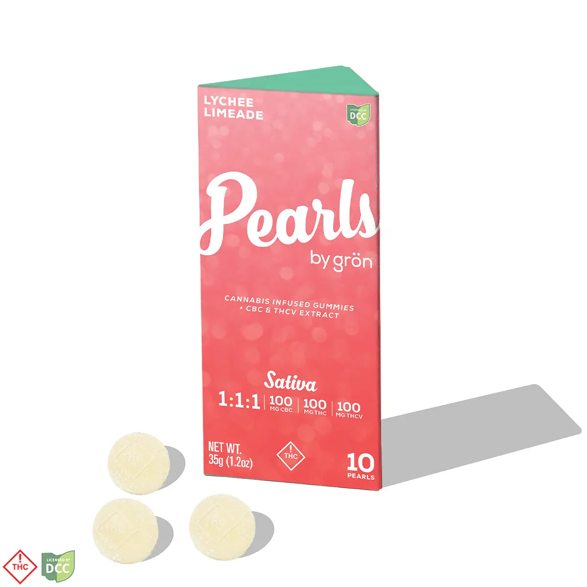 Grön – 1:1:1 Lychee Limeade Pearls [10pk] (100mg CBC/100mg THC/100mg THCV)