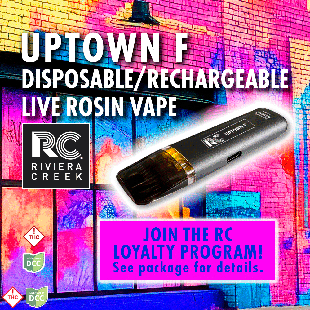Riviera Creek – Uptown F Disposable/Rechargeable Live Rosin Vape (0.5g)