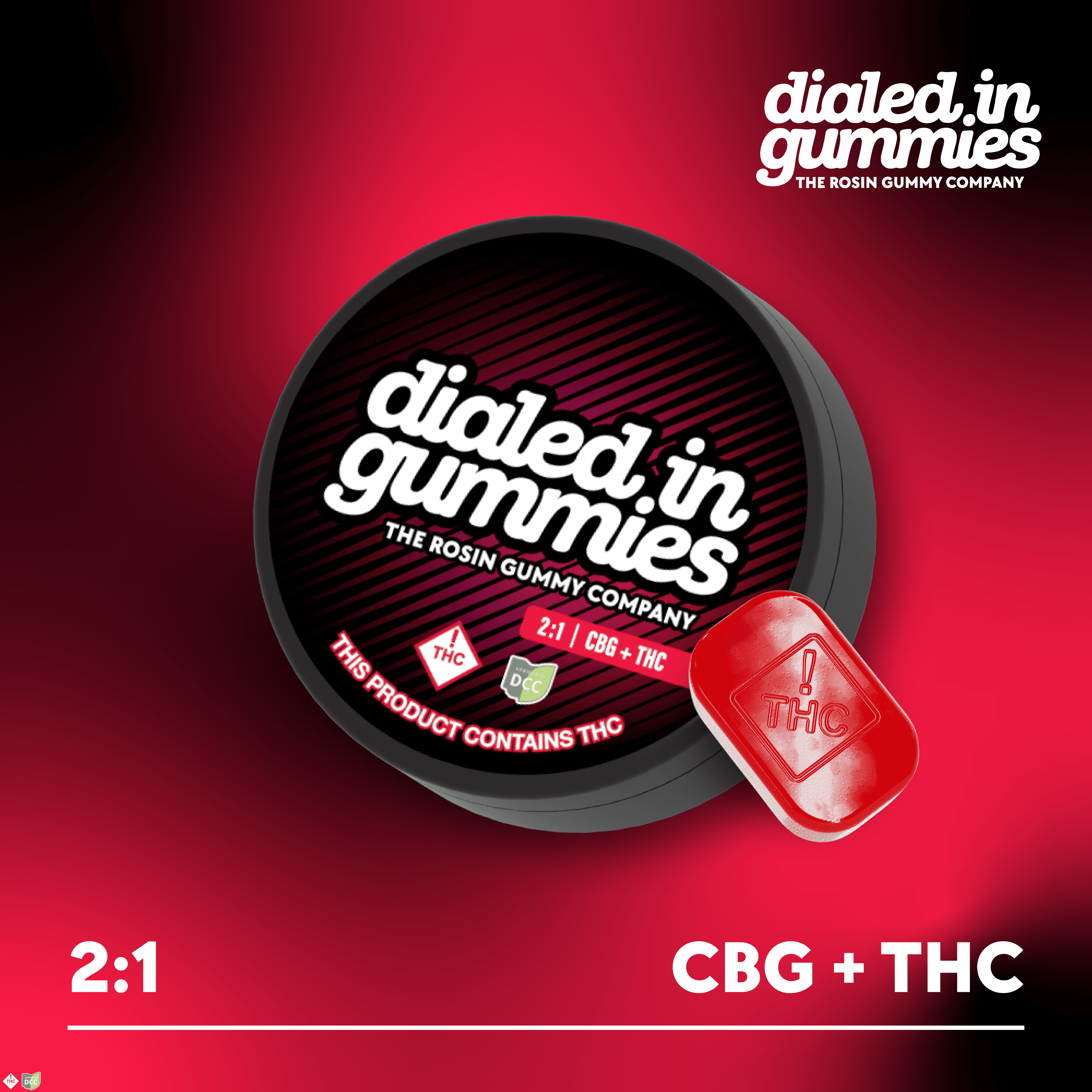 Dialed In Gummies – 100mg - Pomegranate 2:1 - Rosin Gummies (10pk)