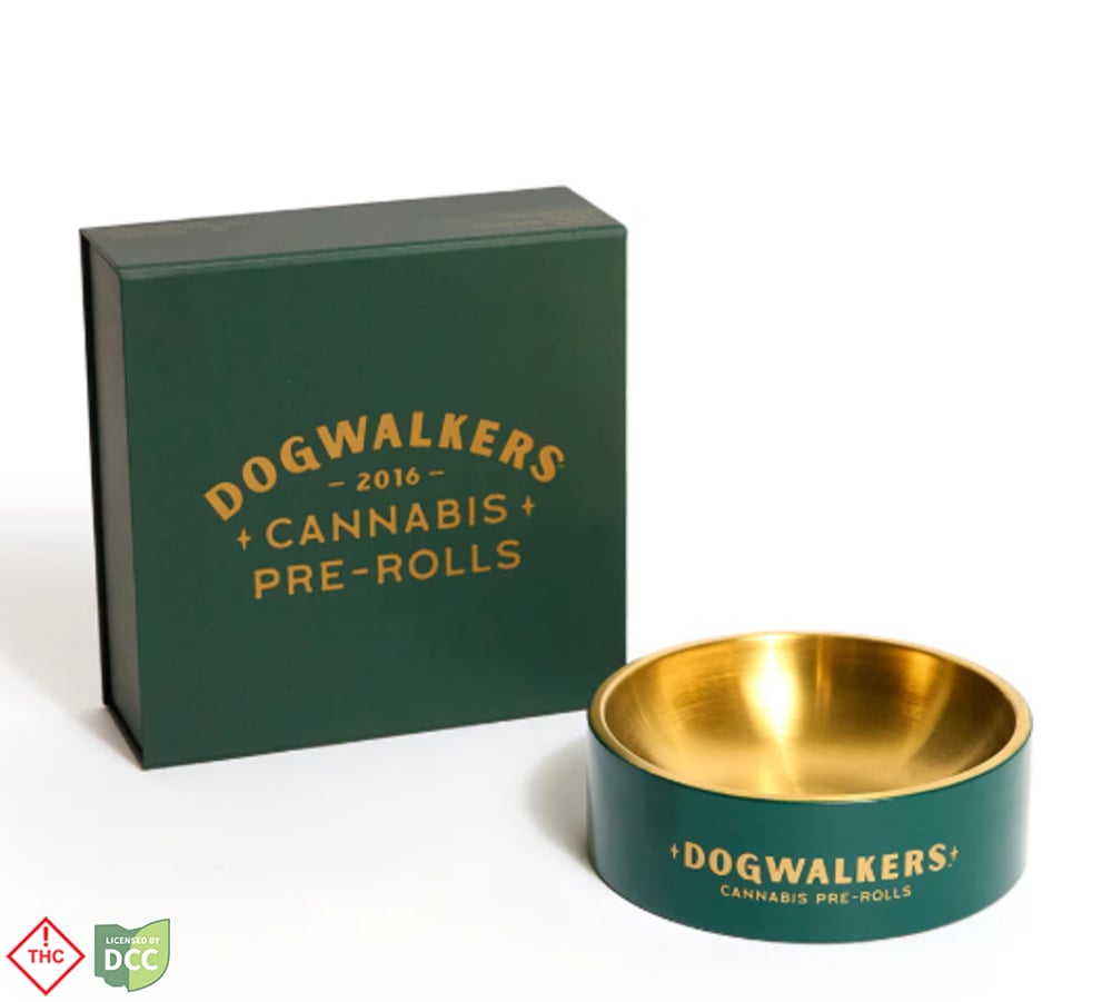 DW – Oversized Steel Dog Bowl Ash Tray - Green/Gold